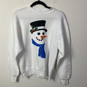 VTG Frosty Snowman Holiday Ugly Christmas Sweater Unisex Size Small USA 90s